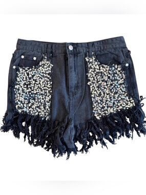 POL Black Sequin Sparkle Shorts NWOT Festival Concert Nashville Glam